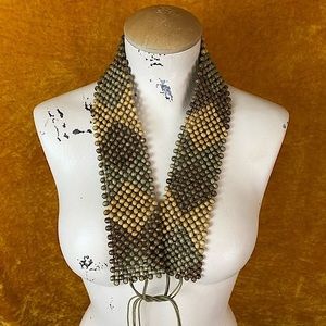 Vintage wooden bead Tie Belt ⚡️ earthy boho tones